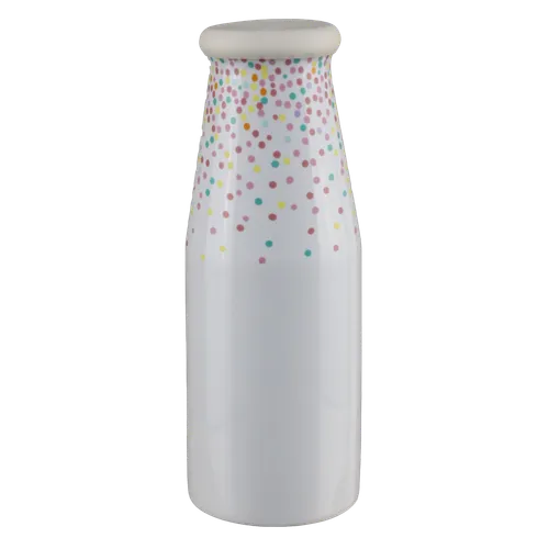 White With Confetti Ceramic Beverage Bottle With Silicone Lid