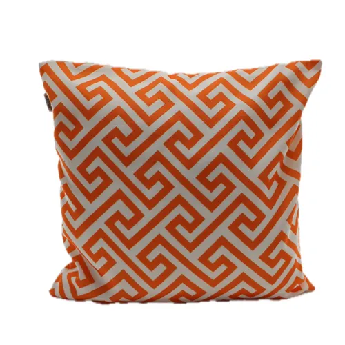 Bright Orange Diagonal Maze Throw Pillow