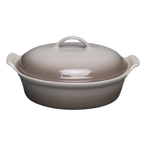 Beige Gradient Ceramic Oval Casserole Dish With Lid
