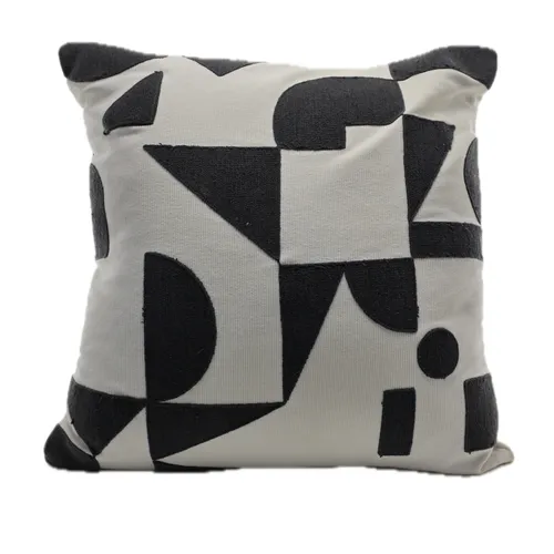 White & Black Geometric Shapes Throw Pillow