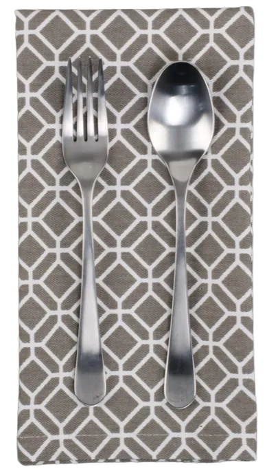 Dark Taupe With White Geometric Pattern Napkin