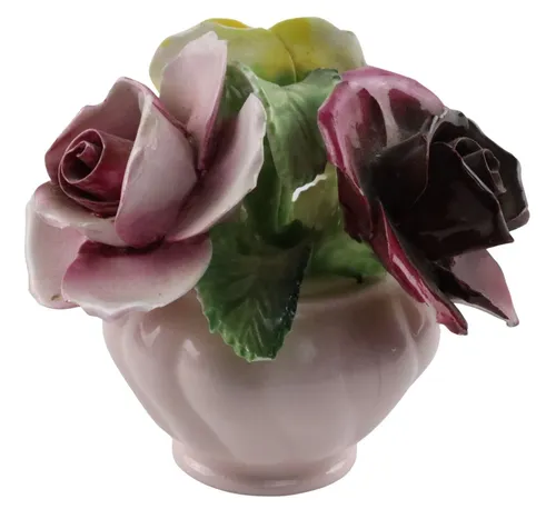 Bone China Floral Arrangement With White Swirl Vase