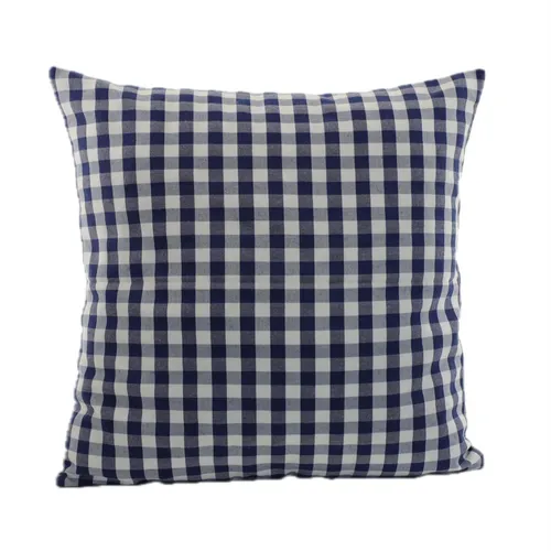 Navy Blue & White Small Checked Gingham Throw Pillow