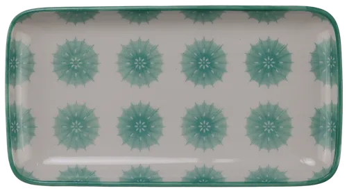 White With Green Burst Ceramic Serving Platter