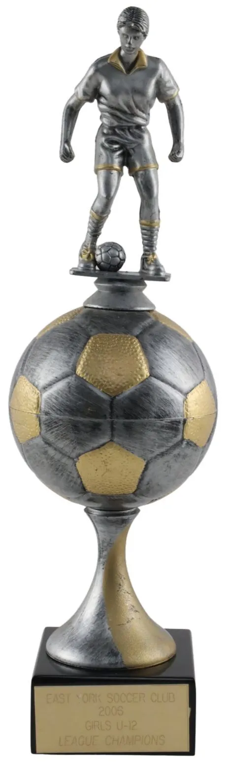 Soccer Player On Ball Trophy