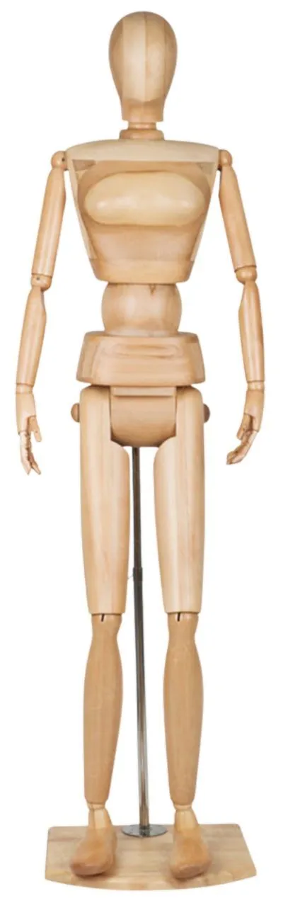 Wooden Life Size Mannikin On Stand - Female