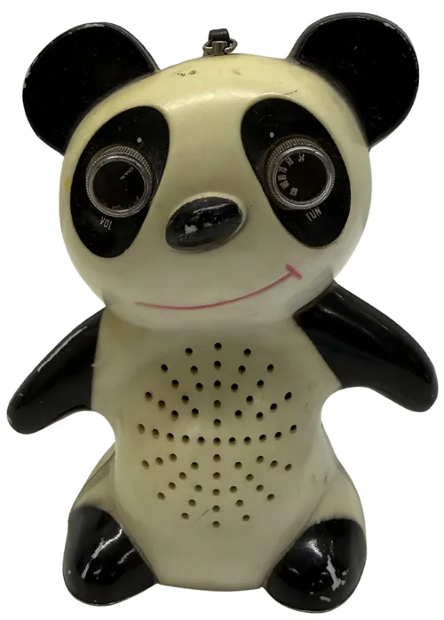 Vintage White & Black Panda Bear Transistor Radio