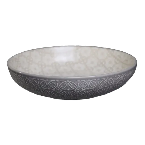 Dove Grey Patterned Serving Bowl