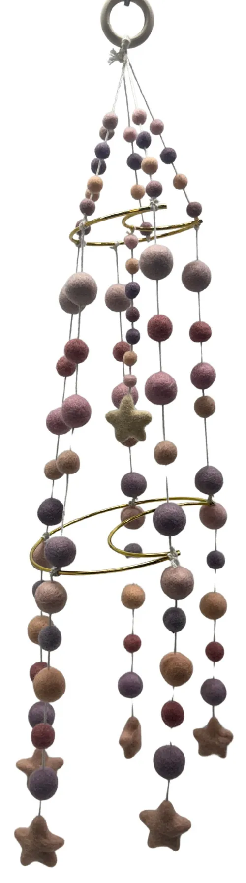 Pastel Felted Wool Stars & Moon Baby Mobile