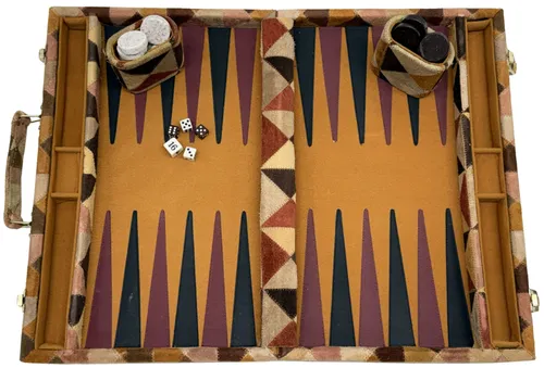 Portable Triangular Suede Backgammon Set