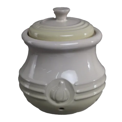 Beige Garlic Storage Keeper With Lid