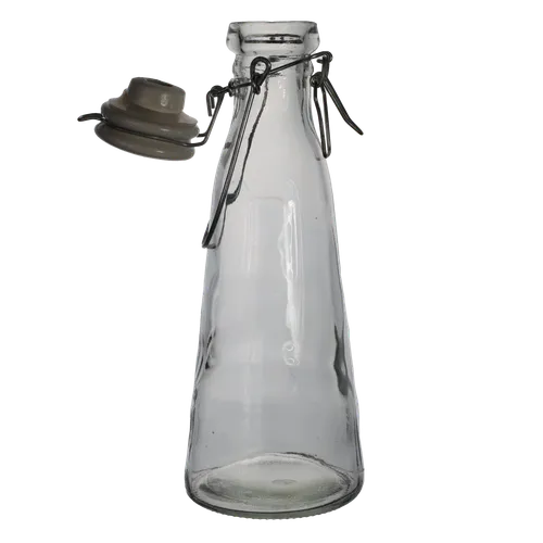 Clear Glass Tapered Oil Bottle With Ceramic Cap