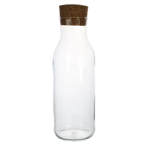 Modern Clear Glass Decanter With Large Cork Stopper