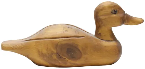 Natural Wood Duck Decoy With Glass Eyes