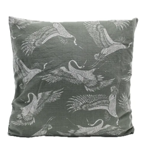Dark Sea Green Cranes Throw Pillow