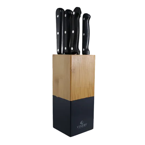 Black & Wood 5 Piece Knife Block Set