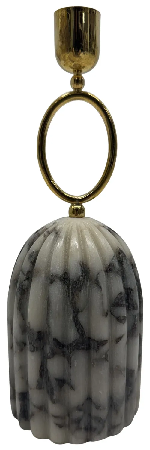 Black & White Marble & Gold Taper Candle Holder 
