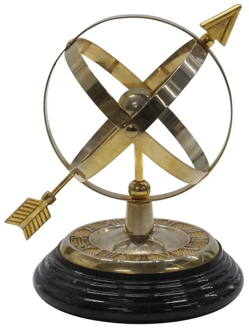 Gold Armillary Sphere On Black Base