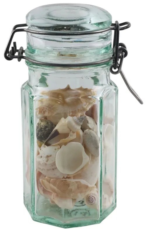Clear Glass Clamping Jar With Sea Shells