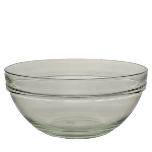 Clear Glass Mixing Bowl With Chunk Ribbed Lip
