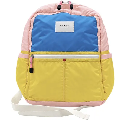 Playful Colour Block Backpack Yellow-Blue-Pink