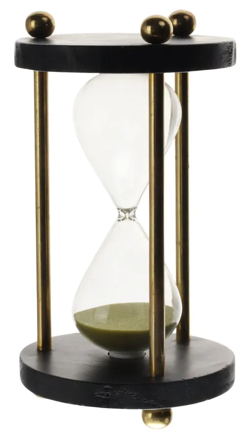 Yellow Sand Timer With Wood & Brass Stand