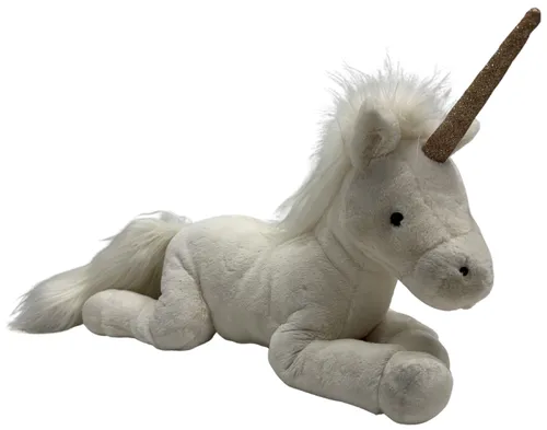 White Stuffed Unicorn With Golden Horn Plush