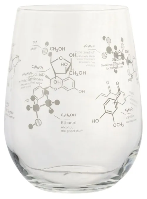 Clear Drinking Glass With Molecular Structures