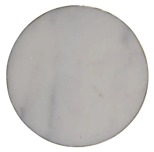 White Marble With Gold Rim Coaster