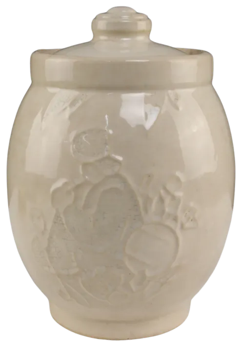 Antique Beige Ceramic Cookie Jar