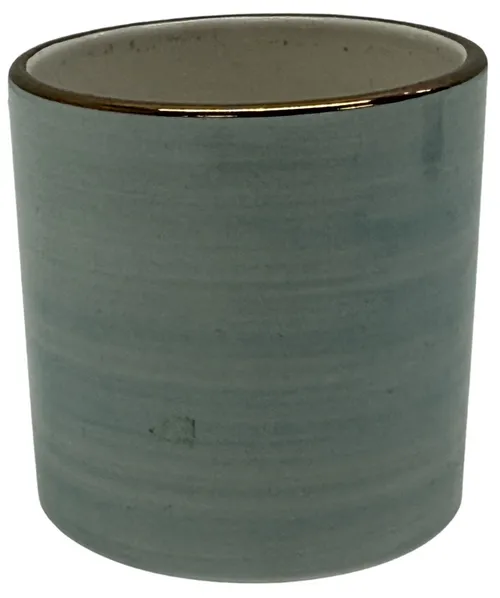 Blue Brushstroke Ceramic Candle Holder With Gold Rim