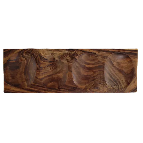 Quadruple Wood Shallow Serving Dish