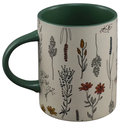 Beige & Green Floral Mug