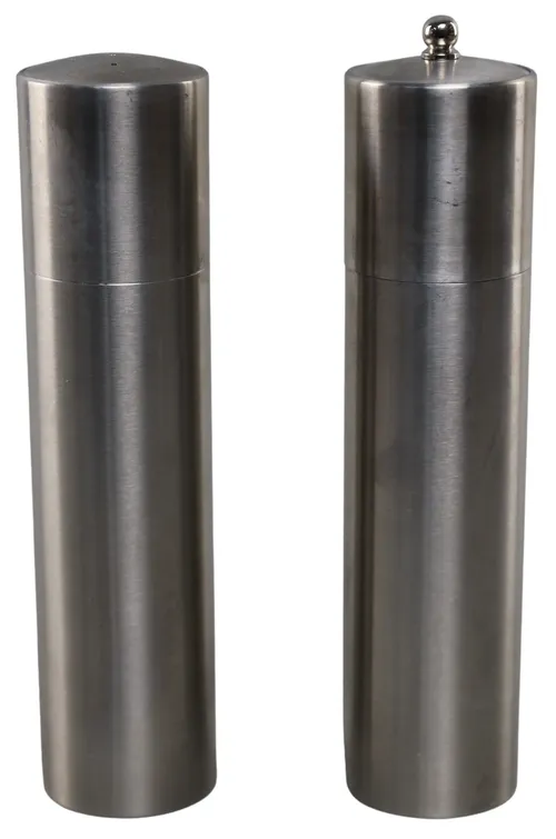 Brushed Steel Cylinder Salt & Pepper Set