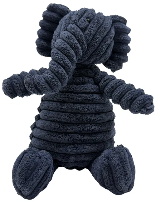 Blue Ribbed Stuffed Elephant Plush - Small