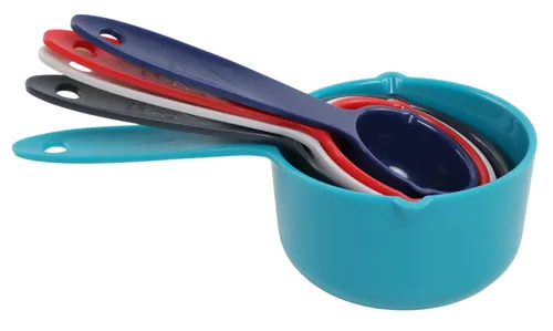 Blue & Black & Red & White Plastic Measuring Cup Set
