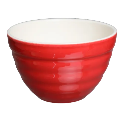 Cadmium Red Ribbed Ceramic Small Bowl