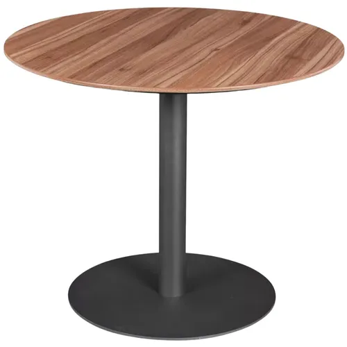 Black Metal Bistro Table Base With Round Wood Top