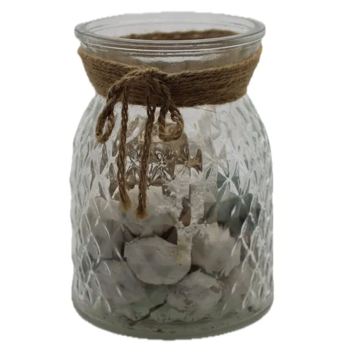 Clear Glass Ripple Vase With Seashells