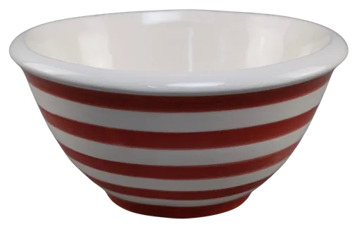 Red & White Stripe Ceramic Mixing Bowl