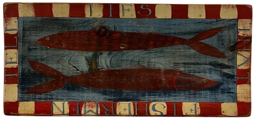 Painted Fish On Wood Board