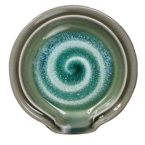 Green Swirl Ceramic Spoon Rest