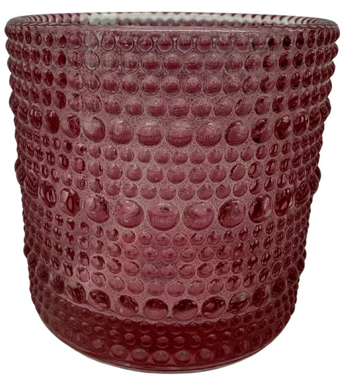 Pink Pebbled Glass Candle Holder