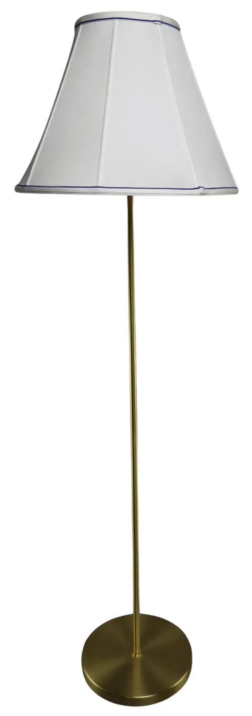 Brushed Gold Table Lamp With White & Blue Shade