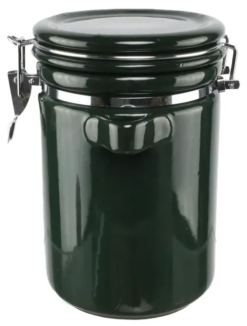 Forest Green Ceramic Canister With Latching Lid - Medium