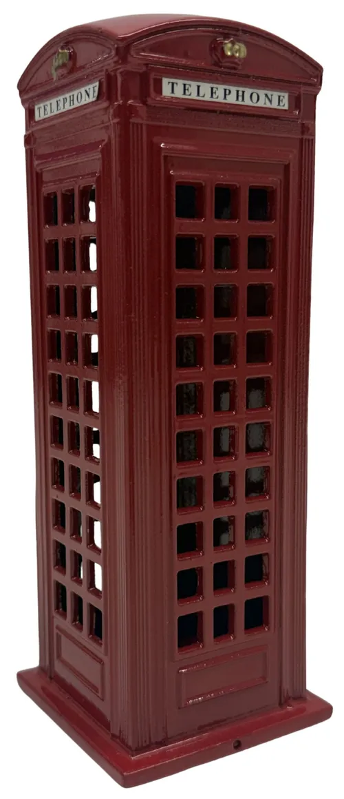 British Red Metal Telephone Booth Bank
