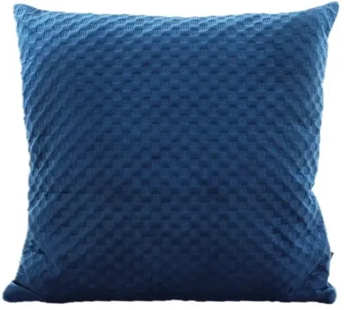 Space Cadet Blue Velour Quilted Squares Throw Pillow