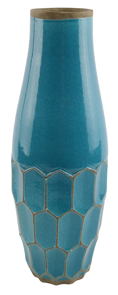 Blue Slender Ceramic Honeycomb Vase
