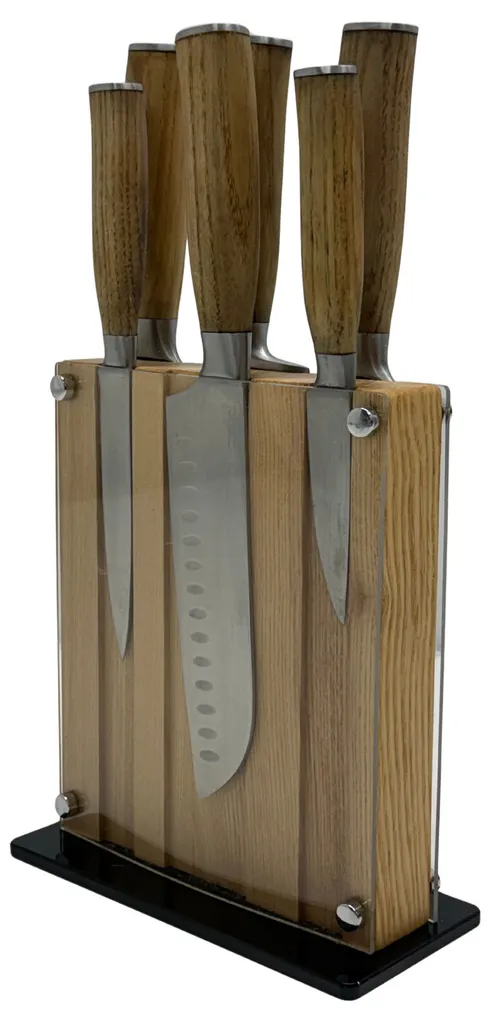 Clear Acrylic & Wood Knife Block