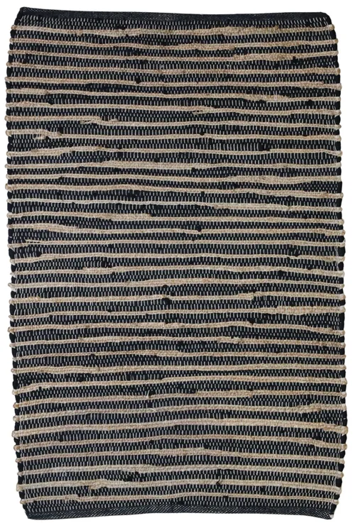 Black & Jute Entry Mat Rug 2'1